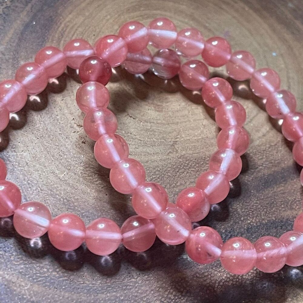 Pink Watermelon Quartz high quality faceted 8mm 7” ONE beaded stretch bracelet n